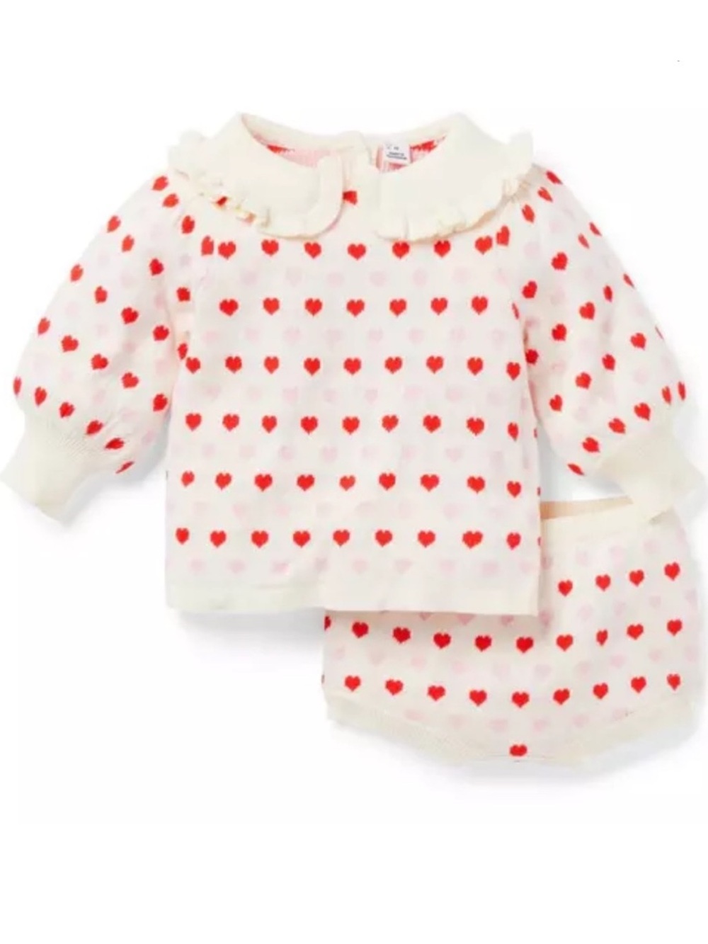 Janie and Jack Cream Hearts Matching Set
